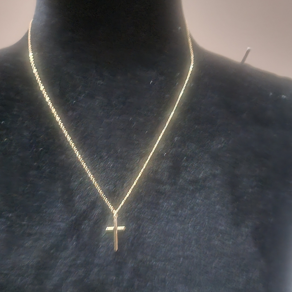 Sterling Silver Gold Plated Cross Necklace